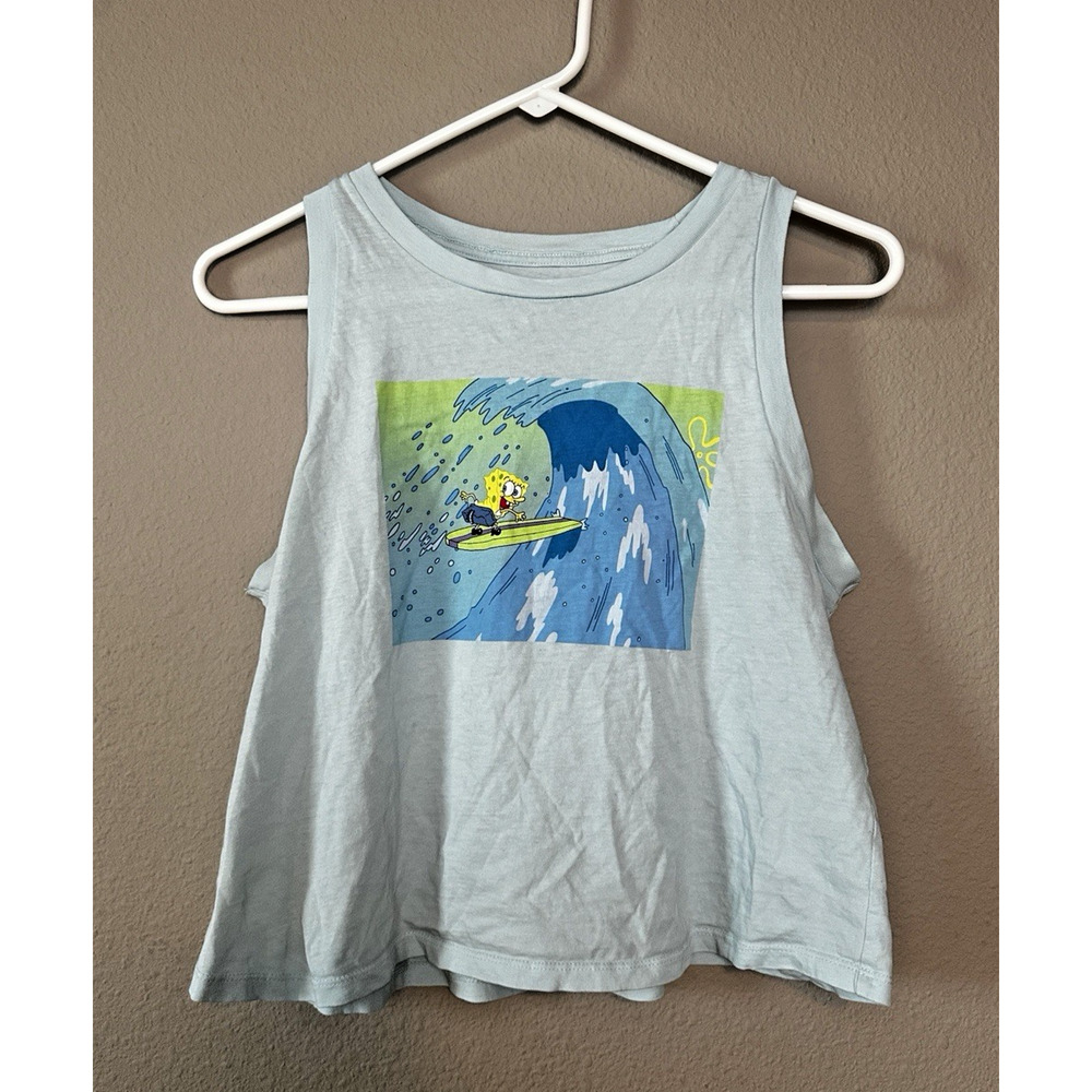 Spongebob Squarepants Women's Graphic Tank Top Blue Size XS